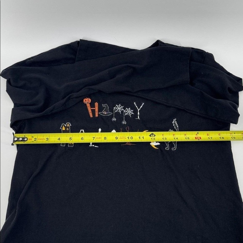 Project Happy Halloween Embroidered Black Long-sleeve Tee Size M - Picture 7 of 8